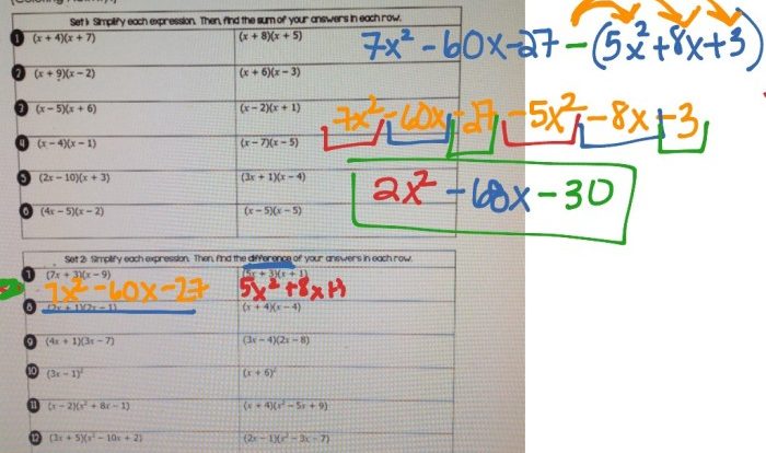 Multiplying polynomials coloring activity answer key